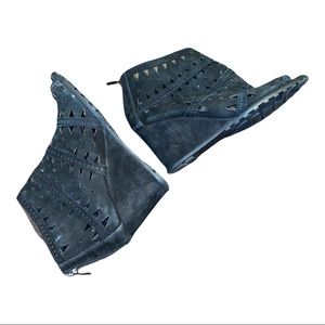 Via Spiga Black Suede Peep Toe Bootie Size 6